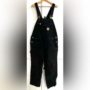 Carhartt Black Bib Overalls - Size 38x30